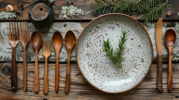 Zestaw talerzy i sztućców